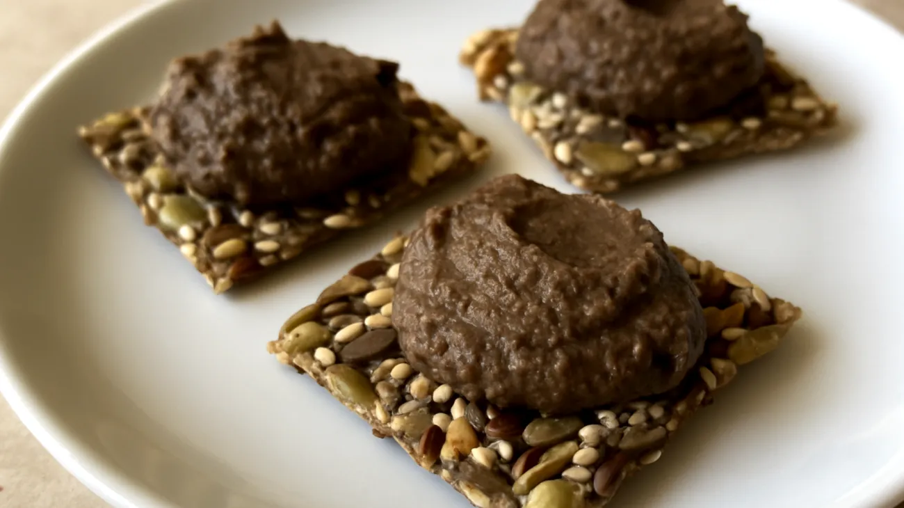 Crackers di semi misti con hummus di ceci neri"