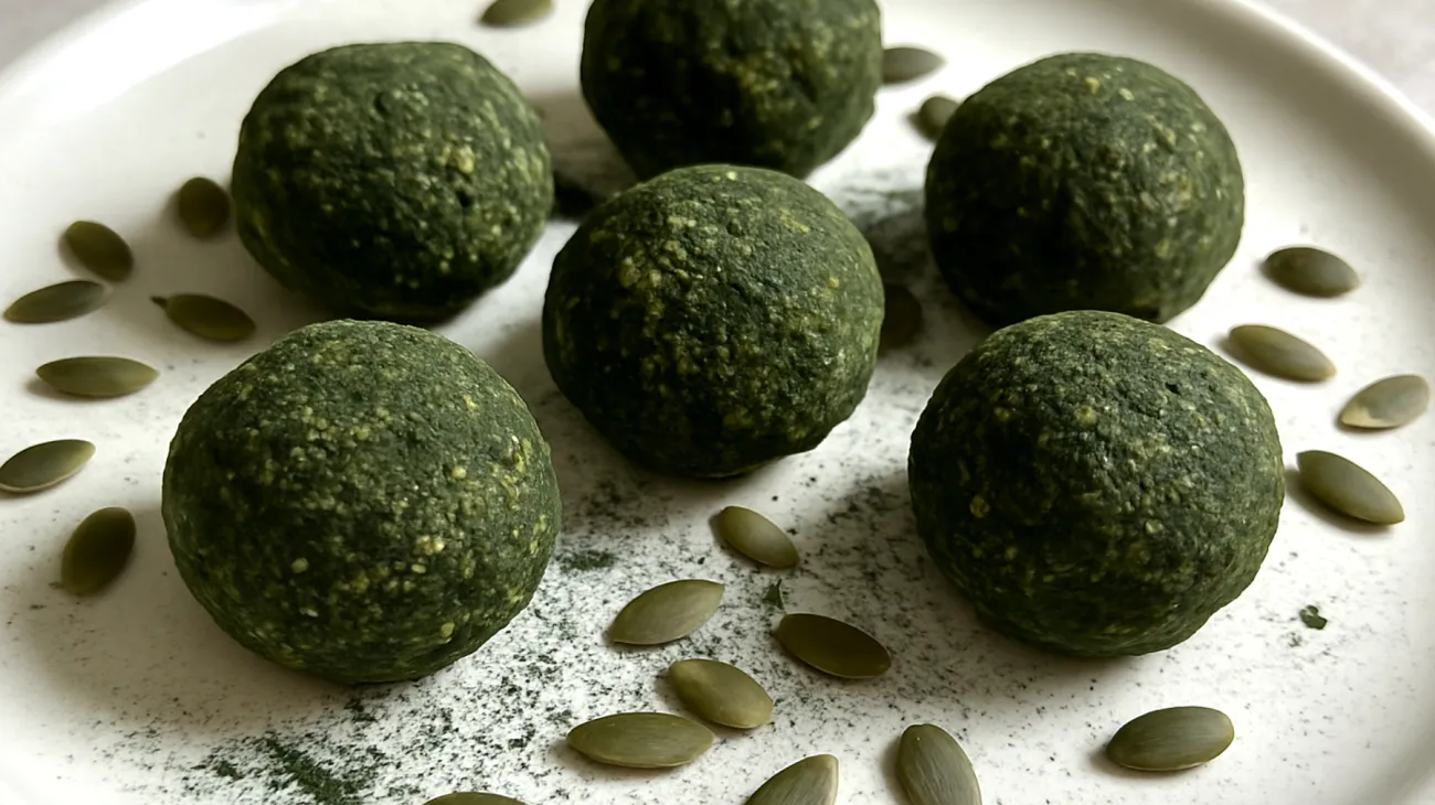 Energy balls ai semi di zucca e spirulina"