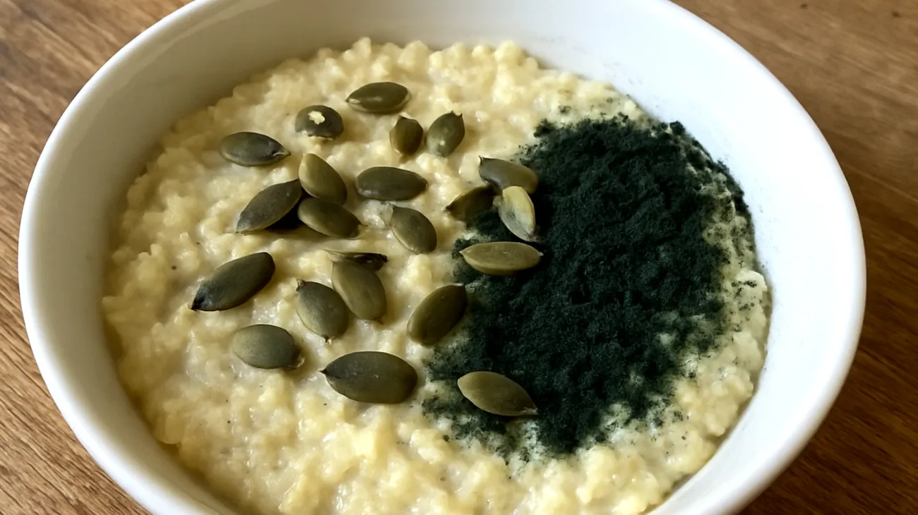 Porridge di miglio con semi di zucca e spirulina"